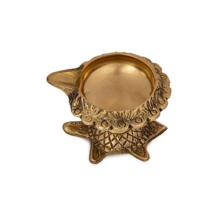 Kubera Vilakku With Tortoise Base - 2 x 2 Inches | Kuber Diya/ Brass Kuber Deepam for Pooja/ 100 Gms Approx - Kuber Deep