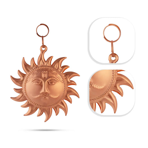 Copper Sun Face Wall Hanging - 5.5 x 4 Inches | Sun Face Wall Decor/ Wall Hanging/ Decor for Home & Pooja - Wall Hanging