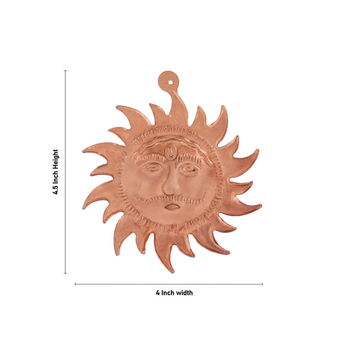Copper Sun Face Wall Hanging -4.5 x 4 Inches | Sun Face Wall Decor/ Outdoor Wall Hanging/ Decor for Home & Pooja - Wall Hanging