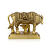 Cow and Calf Idol - 3.5 x 4.5 Inches | Brass Idol/ Kamadhenu Idol/ Kamadhenu Statue for Home/ 1.010 Kgs Approx - Table Stand Accessories