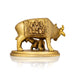 Cow With Calf Idol With Base - 2 x 3.5 Inches | Antique Brass Idol/ Cow Calf Idol for Pooja/ 350 Gms Approx - Table Stand Accessories