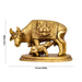 Cow With Calf Idol With Base - 2 x 3.5 Inches | Antique Brass Idol/ Cow Calf Idol for Pooja/ 350 Gms Approx - Table Stand Accessories
