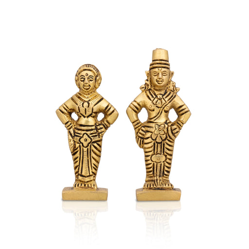 Panduranga Rukmini Pair - 3 x 1.5 Inches | Brass Sculpture/ Rukmini Panduranga/ Panduranga And Rukmini for Pooja - Brass Murties