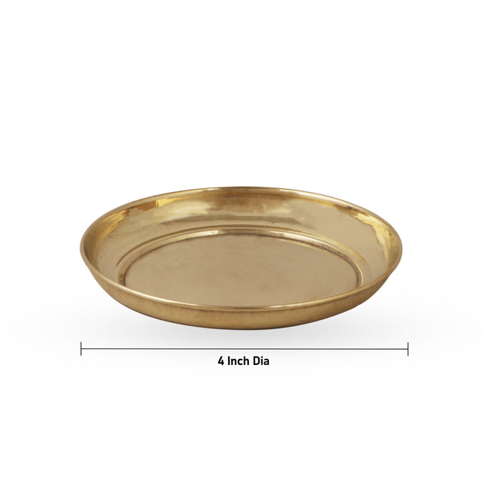 Brass Plate - 4 Inches | Puja Thali/ Pooja Plate/ Pooja Thali for Home