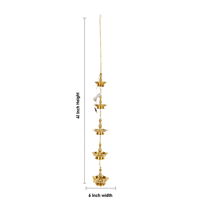 Electric Diya - 41 x 6 Inches | 5 Step Hanging Lamp / Electric Lamp / Electric Deep for Pooja Decor - Electric Lamp