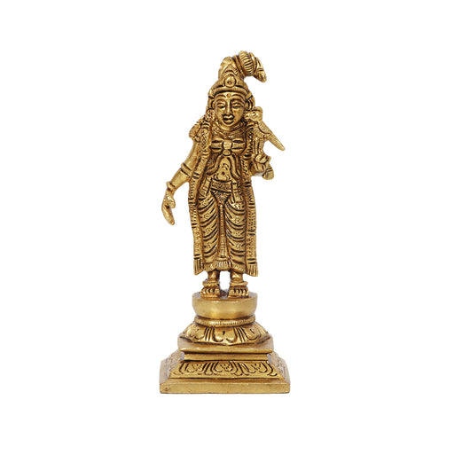 Andal Statue - 6 Inches | Antique Brass Statue/ Andal Idol for Pooja/ 500 Gms Approx - Brass Murties