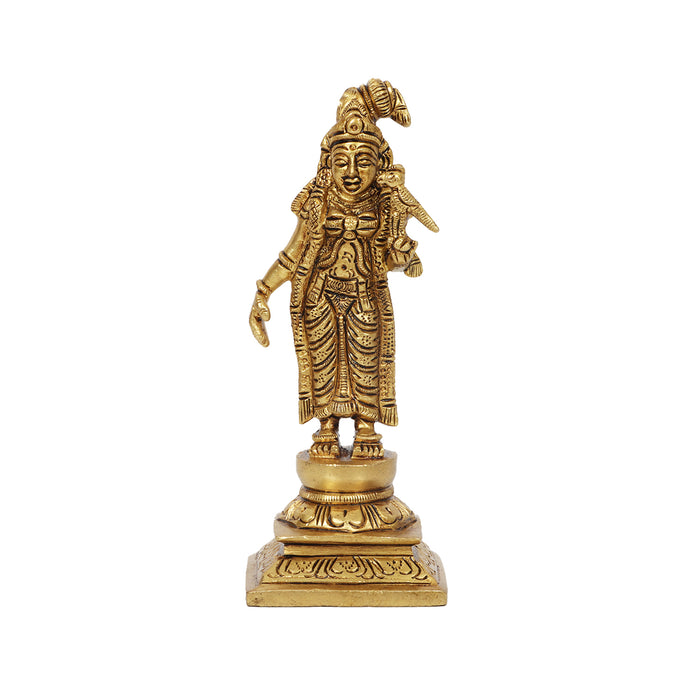 Andal Statue - 6 Inches | Antique Brass Statue/ Andal Idol for Pooja/ 500 Gms Approx - Brass Murties
