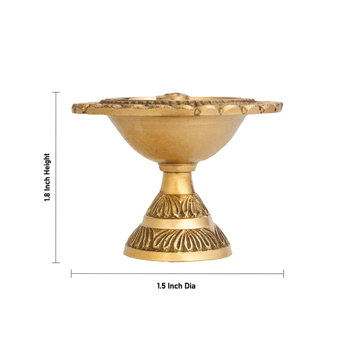 Kubera Lamp With Base - 1.8 x 1.5 Inches | Brass Kuberan Vilakku/ Kuber Deepam for Home & Pooja