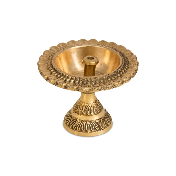 Kubera Vilakku With Base - 2 x 2 Inches | Brass Kuber Deepam/ Kuberan Lamp for Pooja