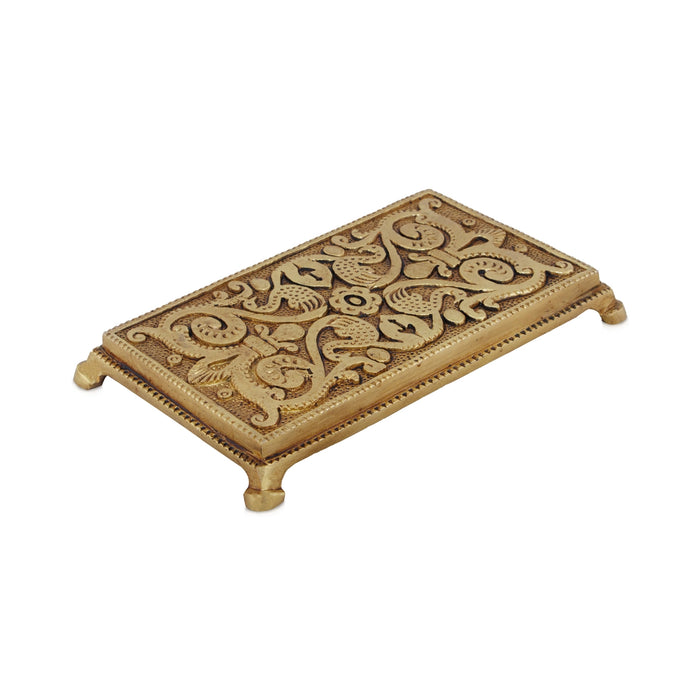 Chowki - 1 x 7 Inches | Antique Brass Bajot/ Rectangle Shape Manai for Pooja/ 700 Gms Approx