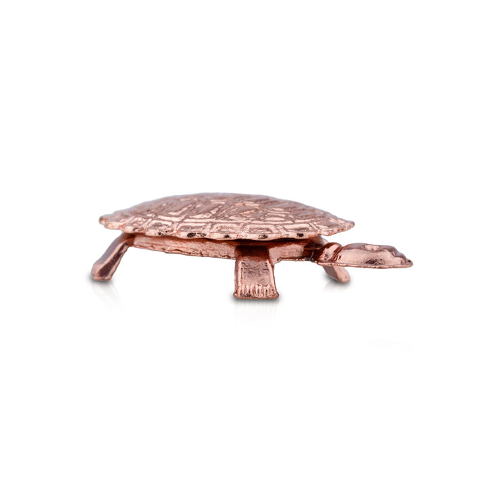 Tortoise Statue with Plate - 2.5 Inches | Copper Polish Tortoise Idol With Plate for Home/ 20 Gms Approx - Table Stand Accessories