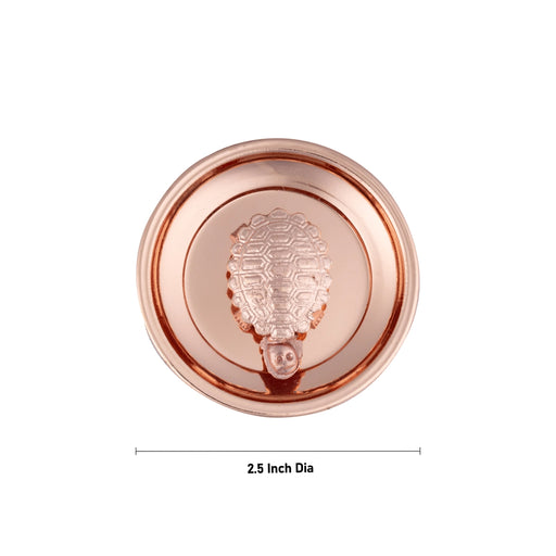 Tortoise Statue with Plate - 2.5 Inches | Copper Polish Tortoise Idol With Plate for Home/ 20 Gms Approx - Table Stand Accessories