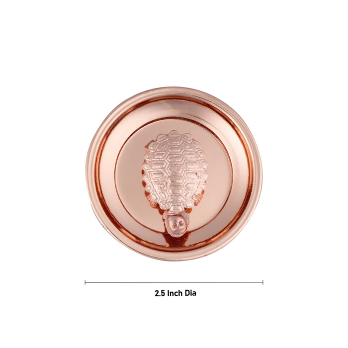 Tortoise Statue with Plate - 2.5 Inches | Copper Polish Tortoise Idol With Plate for Home/ 20 Gms Approx - Table Stand Accessories