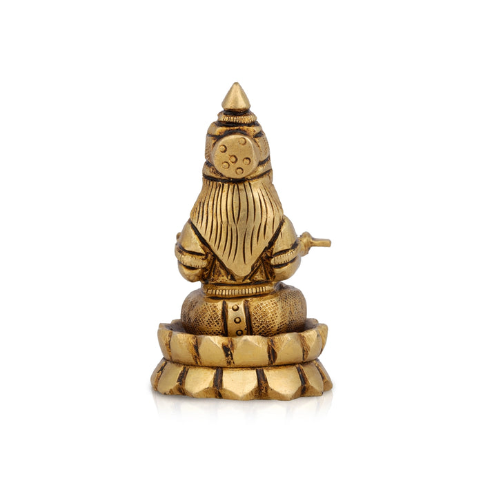 Annapoorni Sitting On Lotus Base Murti - 2.5 x 1.5 Inches | Antique Brass Idol/ Annapoorani Statue For Pooja