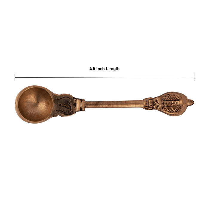 Achmani - 4.5 x 1 Inches | Copper Pali Spoon/ Achmani Spoon/ Nagam Handle Uddharani for Pooja - Panchapatra & Uddarani
