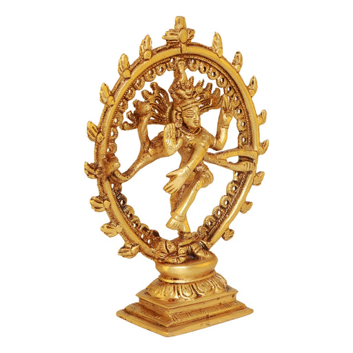 Natraj Statue Standing On Base - 6.5 x 5.5 Inches | Antique Brass Idol/ Natraja Murti for Pooja - Brass Murties