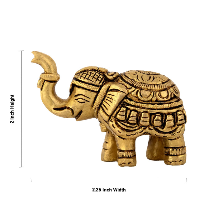 Elephant Statue- 2 x 2.25 inches | Antique Brass Elephant sculpture / elephant Idol for Home Decor