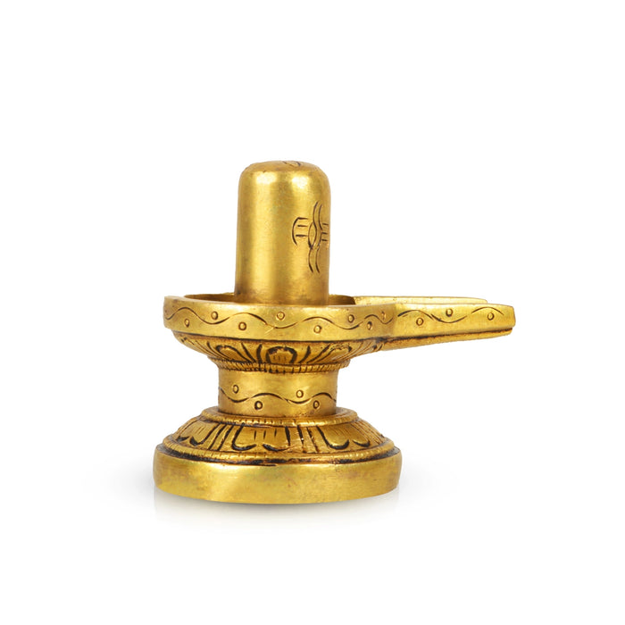 Shivling Idol - 3 x 3.25 Inch | Brass Idol/ Shiv Ling Murti/ Shiva Lingam Statue for Pooja - Brass Murties