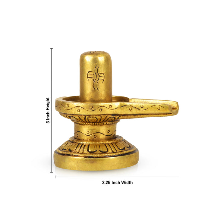 Shivling Idol - 3 x 3.25 Inch | Brass Idol/ Shiv Ling Murti/ Shiva Lingam Statue for Pooja - Brass Murties