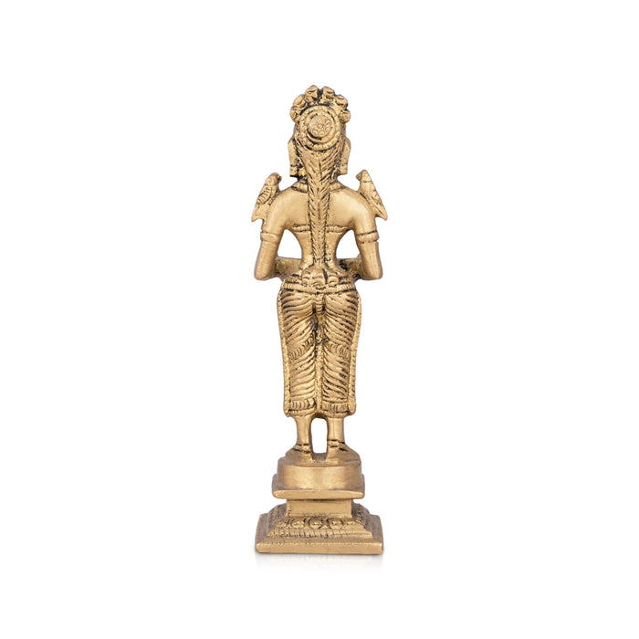 Standing Lady Deepam - 5 x 3 Inches | Antique Brass Vilakku/ Brass Lamp for Pooja/ 250 Gms Approx - Paavai Vilakku / Lady With A Lamp