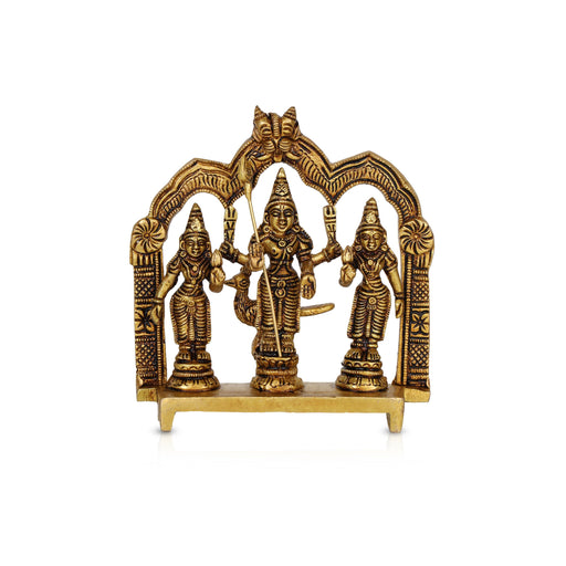 Murugan Valli Deivanai Set - 5.5 Inches | Antique Brass Statue/ Murugan Statue/ Murugan Silai for Pooja - Brass Murties