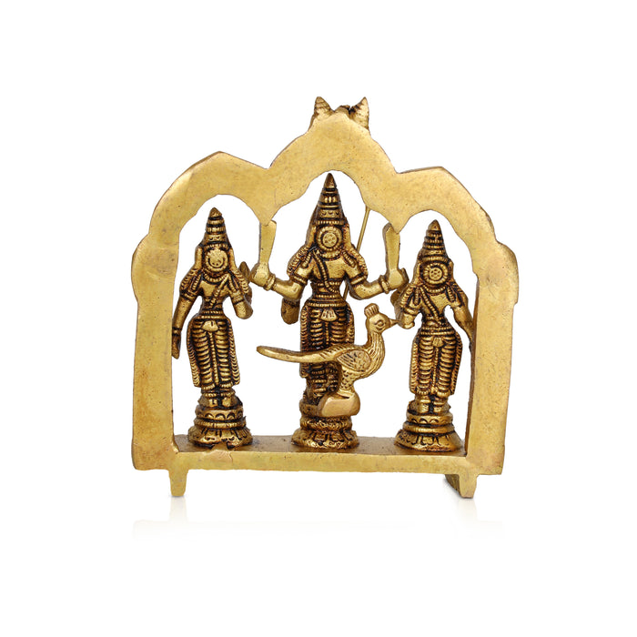 Murugan Valli Deivanai Set - 5.5 Inches | Antique Brass Statue/ Murugan Statue/ Murugan Silai for Pooja - Brass Murties