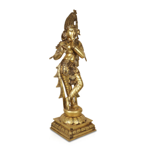 Krishnan Statue  - 36 x 13 Inches |  Brass Idol/ Krishna Idol/ Lord Krishna Standing/ Krishna Murti for Pooja - Brass Murties