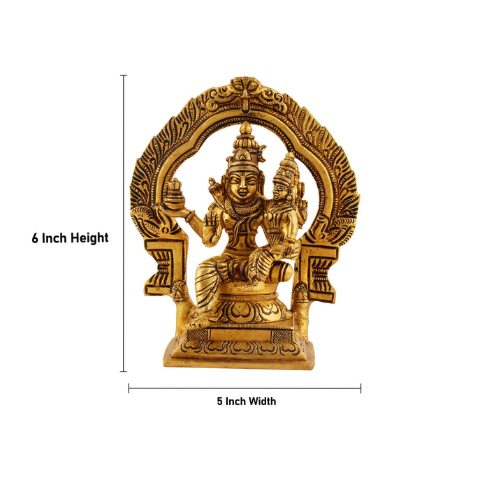 Swarna Akarshana Bhairava Statue with Arch - 6 x 5 Inches | Kaal Bhairav Murti/ Brass Idol for Pooja/ 1.215 Kgs Approx
