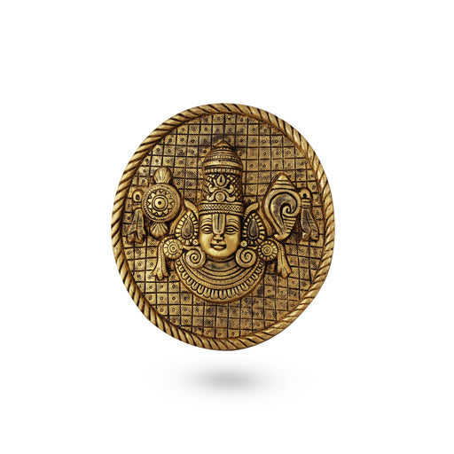 Balaji Murti Wall Hanging - 6.5 Inches | Antique Brass Statue/ Lord Balaji Idol for Home - Wall Hanging