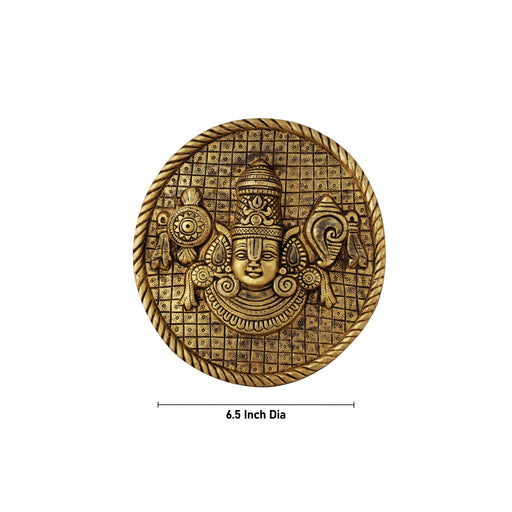 Balaji Murti Wall Hanging - 6.5 Inches | Antique Brass Statue/ Lord Balaji Idol for Home - Wall Hanging