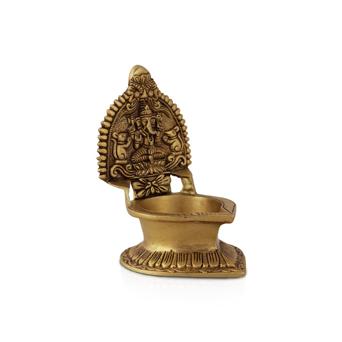 Kamatchi Vilakku - Ganesha - 7 Inches | Brass Kamakshi Deepam/ Lamp for Pooja