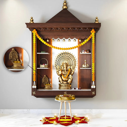 Kamatchi Vilakku - Ganesha - 7 Inches | Brass Kamakshi Deepam/ Lamp for Pooja - Deity Lamps