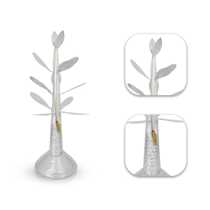 Banana Tree Pair - 18 x 5.75 Inches | White Metal Artificial Tree/ Decorative Tree for Table Top & Pooja