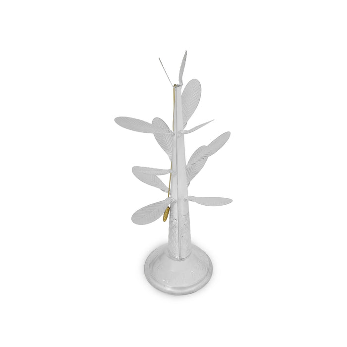 Banana Tree Pair - 18 x 5.75 Inches | White Metal Artificial Tree/ Decorative Tree for Table Top & Pooja