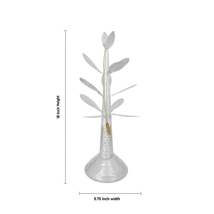 Banana Tree Pair - 18 x 5.75 Inches | White Metal Artificial Tree/ Decorative Tree for Table Top & Pooja