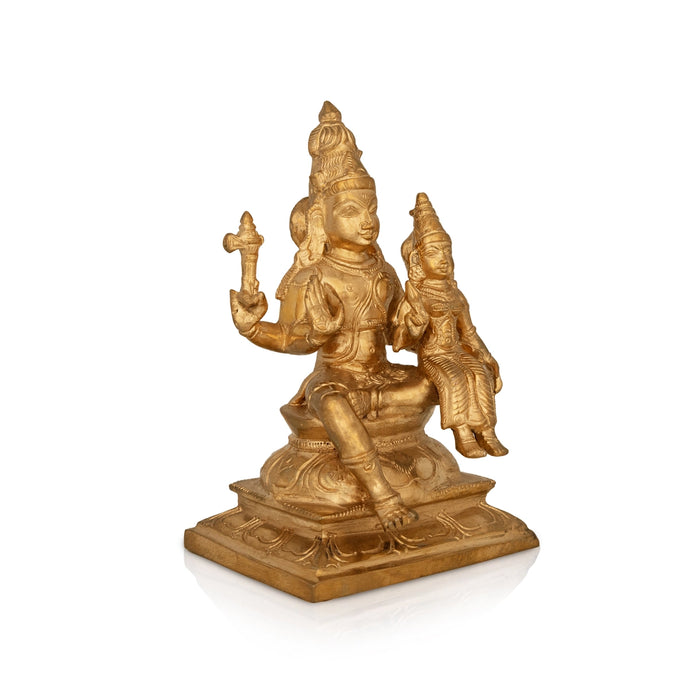 Uma Maheshwarar - 6 x 4 Inches | Panchaloha Idol / Shiv Parvati Murti / Shivan Parvati Statue for Pooja - Panchaloha Murties