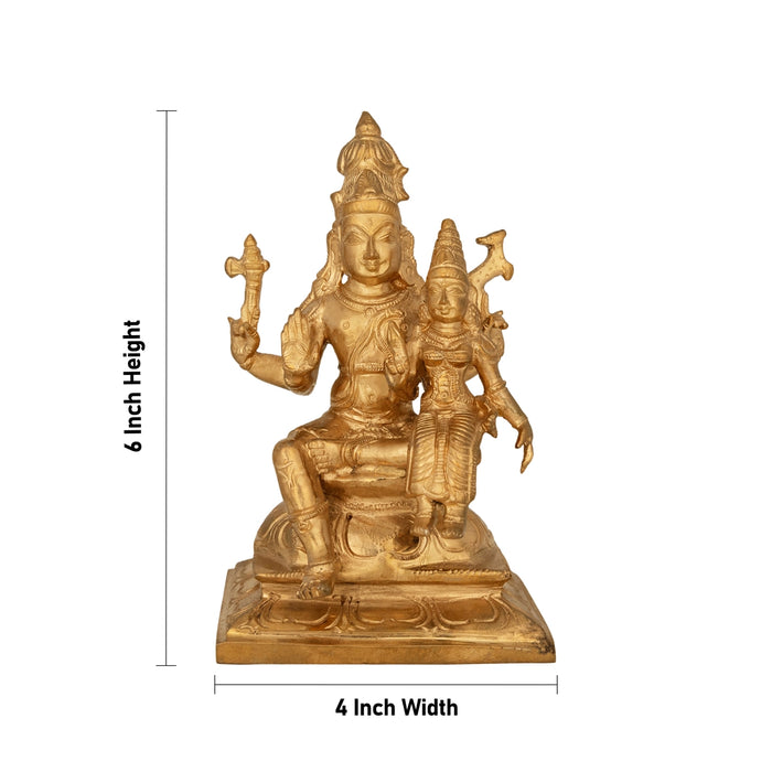 Uma Maheshwarar - 6 x 4 Inches | Panchaloha Idol / Shiv Parvati Murti / Shivan Parvati Statue for Pooja - Panchaloha Murties