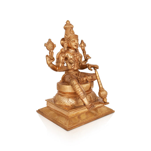 Vishwak Sena Sitting on Base Murti - 12 x 8 Inches | Panchaloha Idol / Vishwaksena Statue for Pooja - Panchaloha Murties