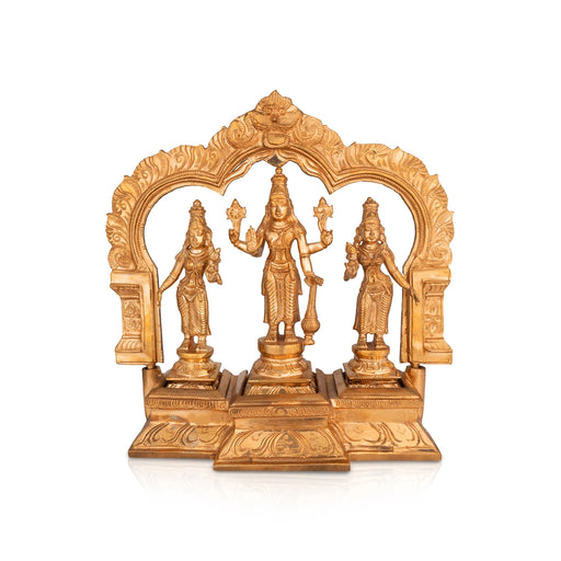 Ekasana Perumal Murti Set - 10 x 10 Inches | Panchaloha Idol / Perumal Statue For Home & Pooja - Panchaloha Murties