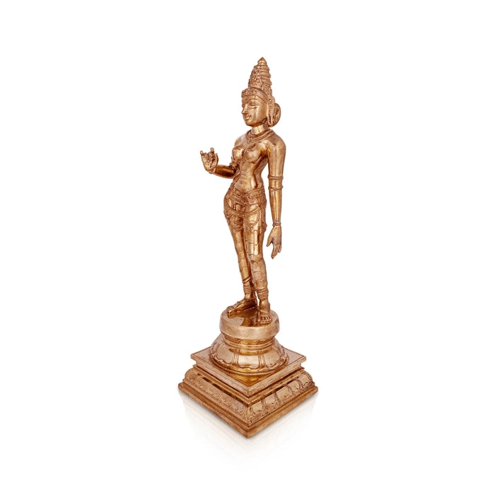 Sivagami Standing on Base Murti - 18 x 5.5 Inches | Panchaloha Idol/ Sivagami Statue/ Sivagami Idol for Pooja - Brass Murties