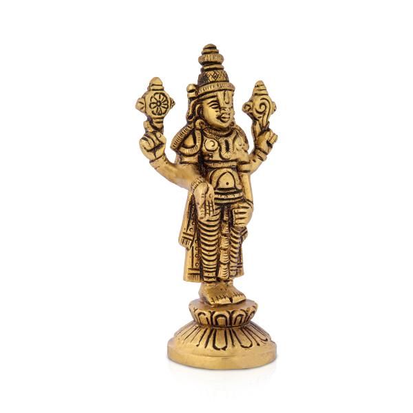 Balaji Standing - 5 Inches | Antique Brass Statue/ Balaji Idols for Pooja/ 375 Gms Approx - Brass Murties