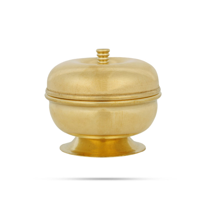 Kumkum Box With Base - 1.75 x 2 Inches | Apple Design Kumkum Bharani/ Kumkum Box Brass/ Sindoor Pot for Home - Sindoor Box