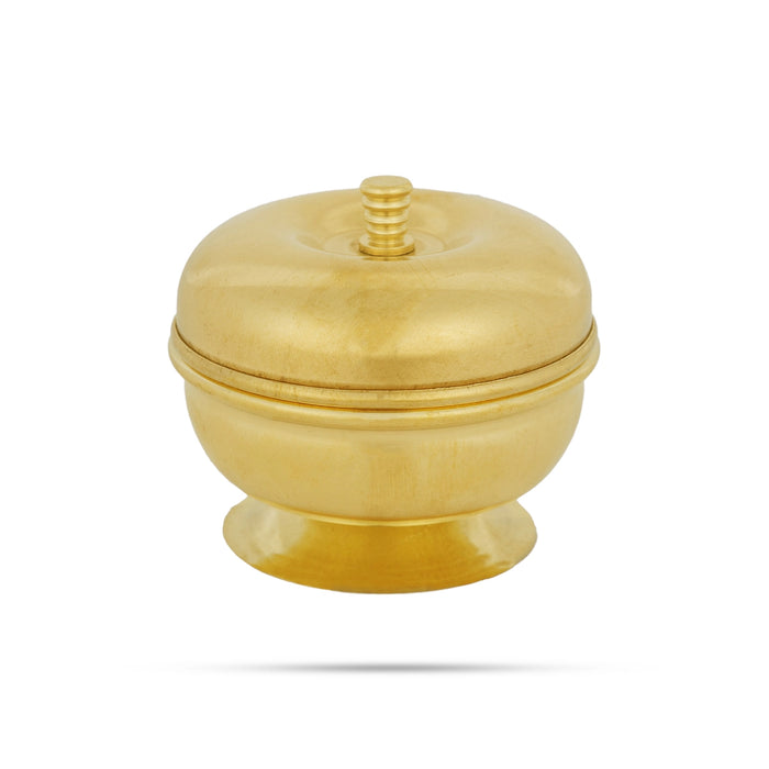 Kumkum Box With Base - 1.75 x 2 Inches | Apple Design Kumkum Bharani/ Kumkum Box Brass/ Sindoor Pot for Home - Sindoor Box