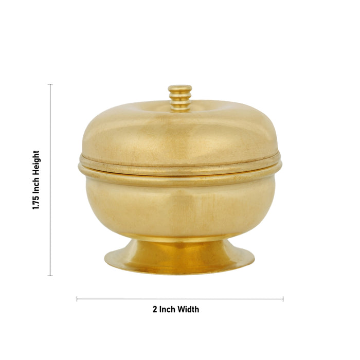 Kumkum Box With Base - 1.75 x 2 Inches | Apple Design Kumkum Bharani/ Kumkum Box Brass/ Sindoor Pot for Home - Sindoor Box