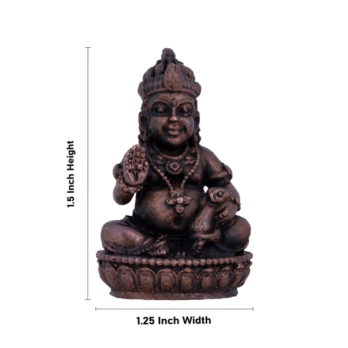 Kubera Statue - 1.5 x 1.25 Inches | Kuber Murti/ Copper Idol/ kuberan idol for Pooja/ 55 Gms Approx - Copper Murties