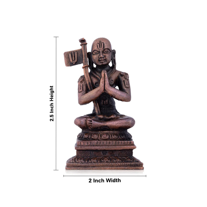 Ramanujacharya Statue – 2.5 x 2 Inches | Copper Idol/ Ramanujar Idol for Pooja/90 Gms Approx