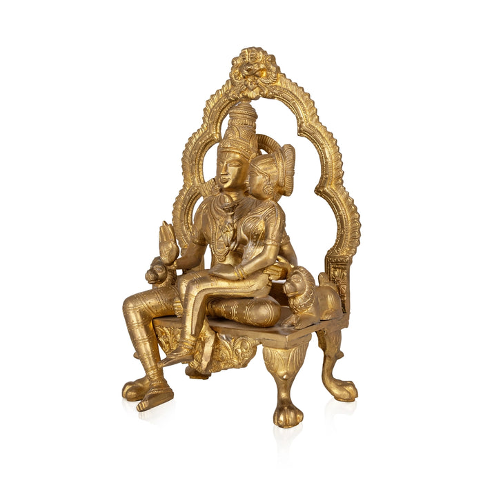 Ram Sita Sitting On Simhasanam With Arch - 14 x 9.5 Inches | Bronze Idol / Ram Seetha Statue For Worship - Fibre Murties