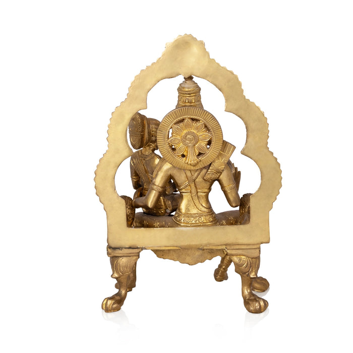 Ram Sita Sitting On Simhasanam With Arch - 14 x 9.5 Inches | Bronze Idol / Ram Seetha Statue For Worship - Fibre Murties