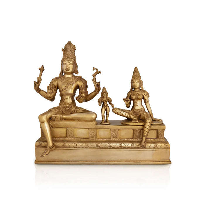 Somaskandar sitting on Base Murti - 13 x 14 inches | Bronze Somaskandar Idols/ God Statues / Decor For Pooja - 