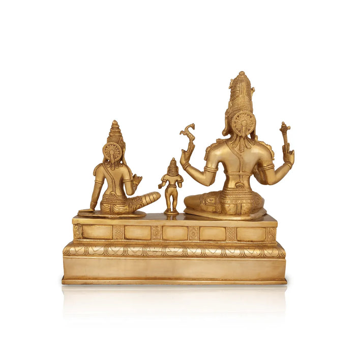 Somaskandar sitting on Base Murti - 13 x 14 inches | Bronze Somaskandar Idols/ God Statues / Decor For Pooja - 